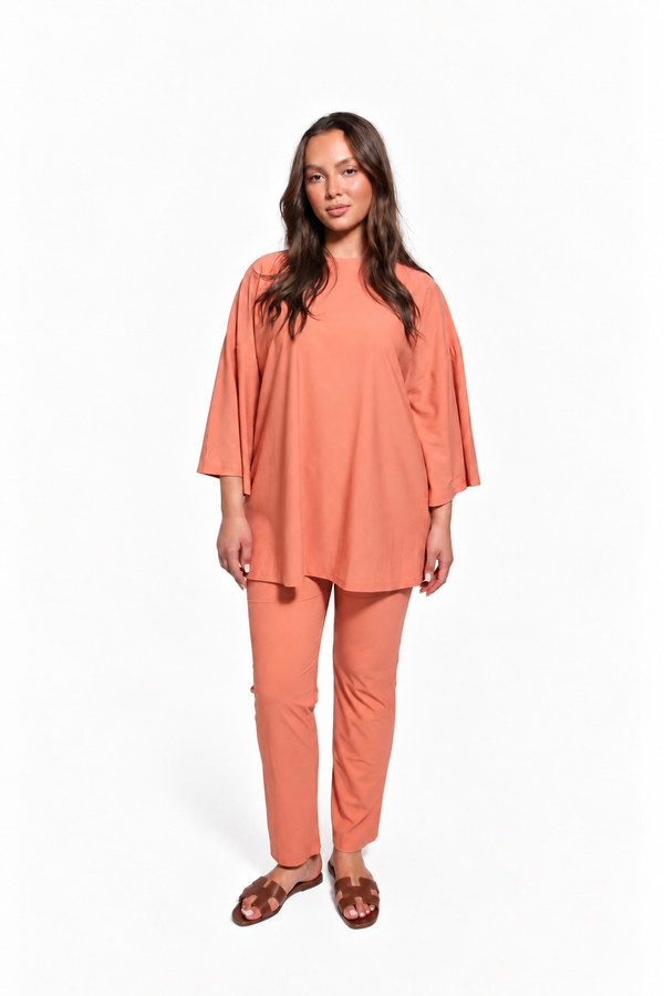 Salmon burkini with loose fit legging