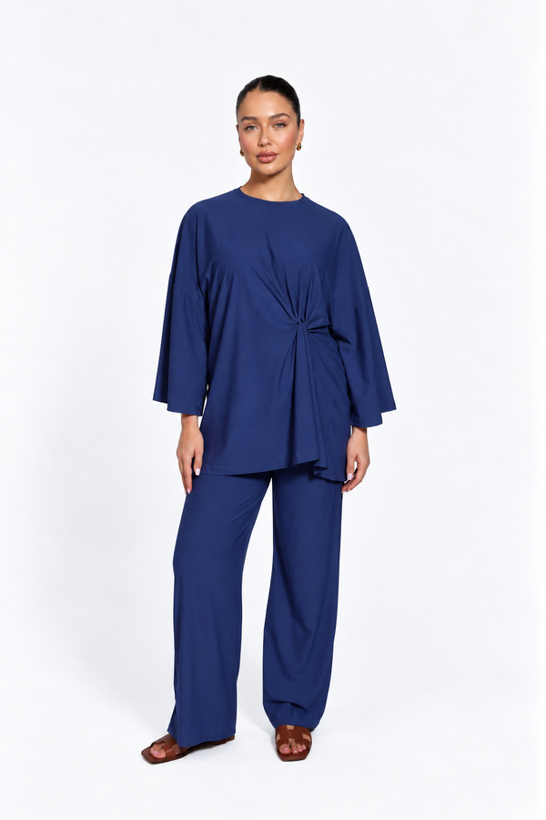 Deep ocean knot burkini with wide pants