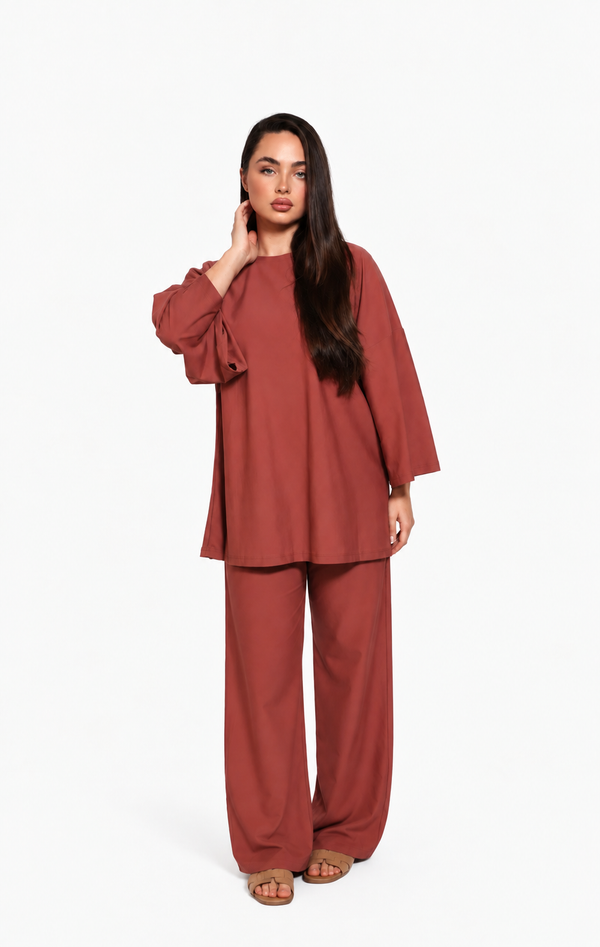 Terracotta burkini with wide pants