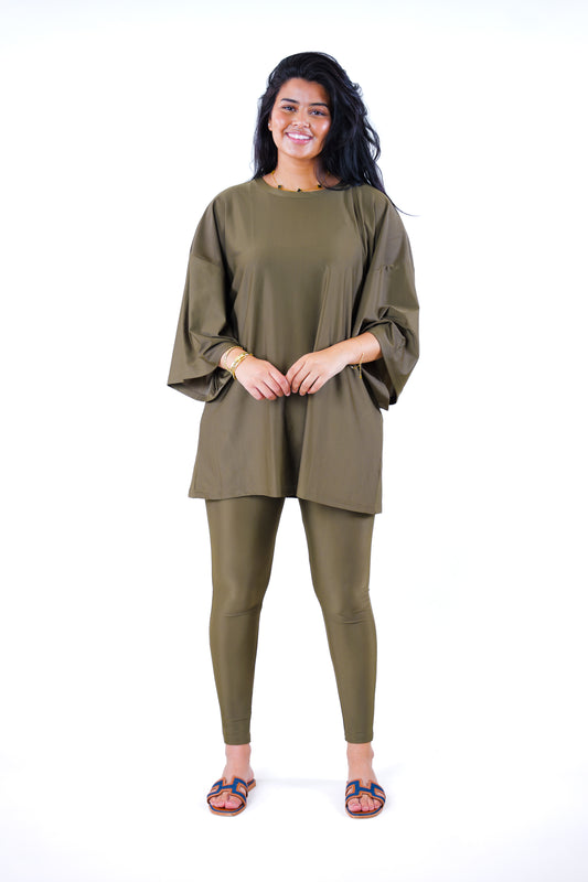 Navy Green Burkini - Leggings
