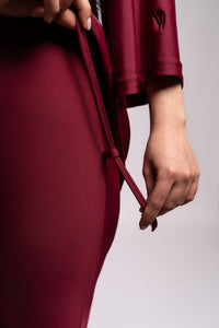 Burgundy with wide pants