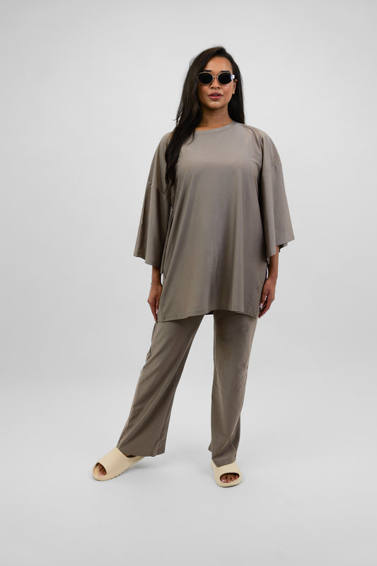 Deep Taupe Burkini - Wide pants