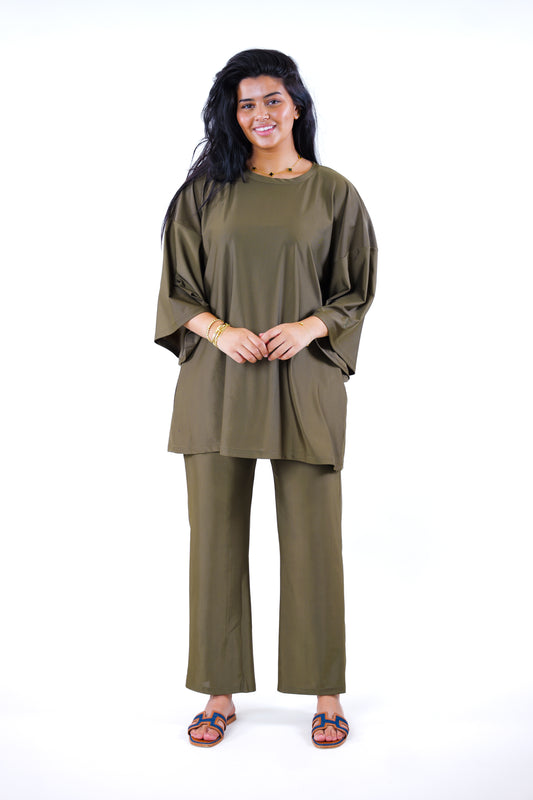 Navy Green - Wide pants